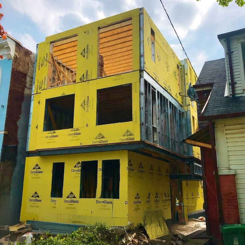 Type X drywall installation showing UL markings