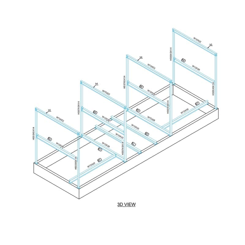 Structural steel shop drawing with dimensions