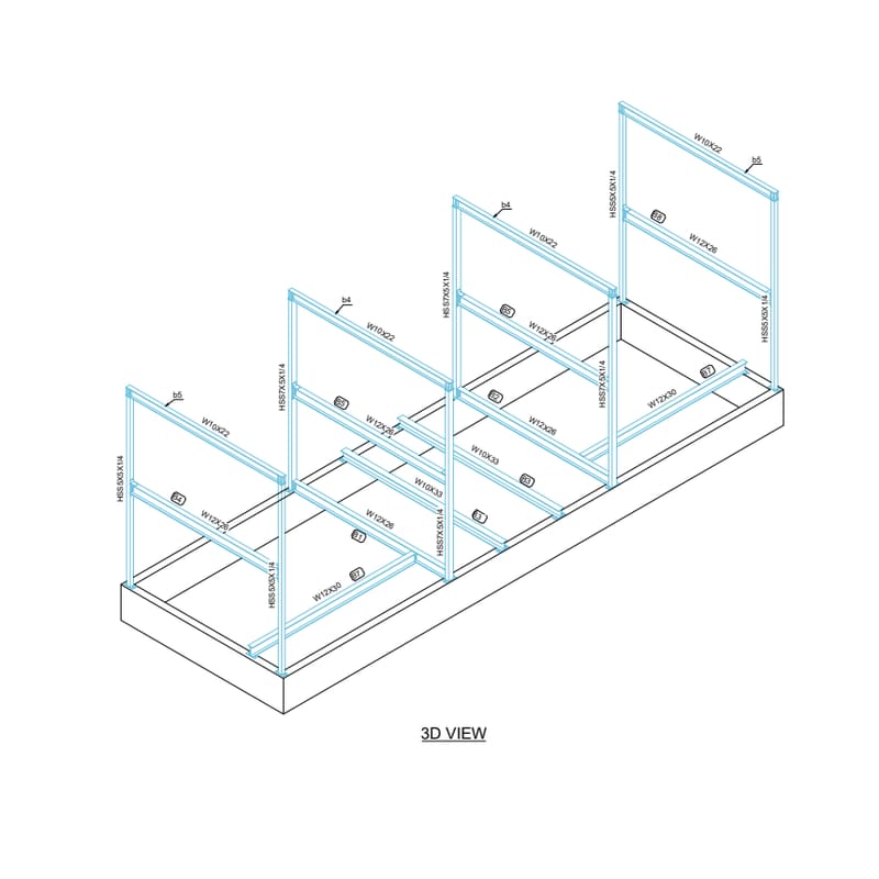 Structural steel shop drawing with dimensions