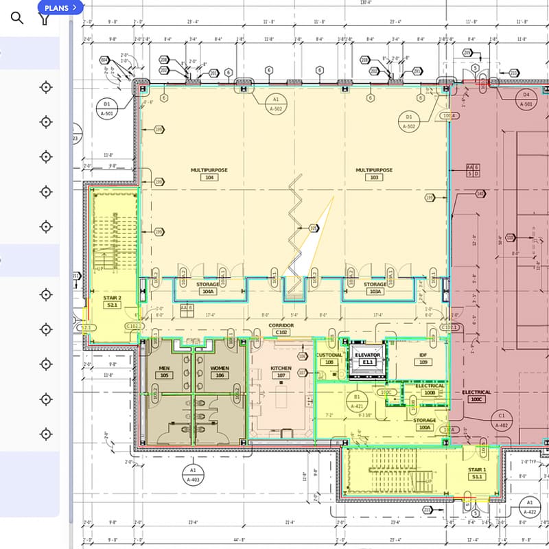 Material quantity spreadsheet for construction project