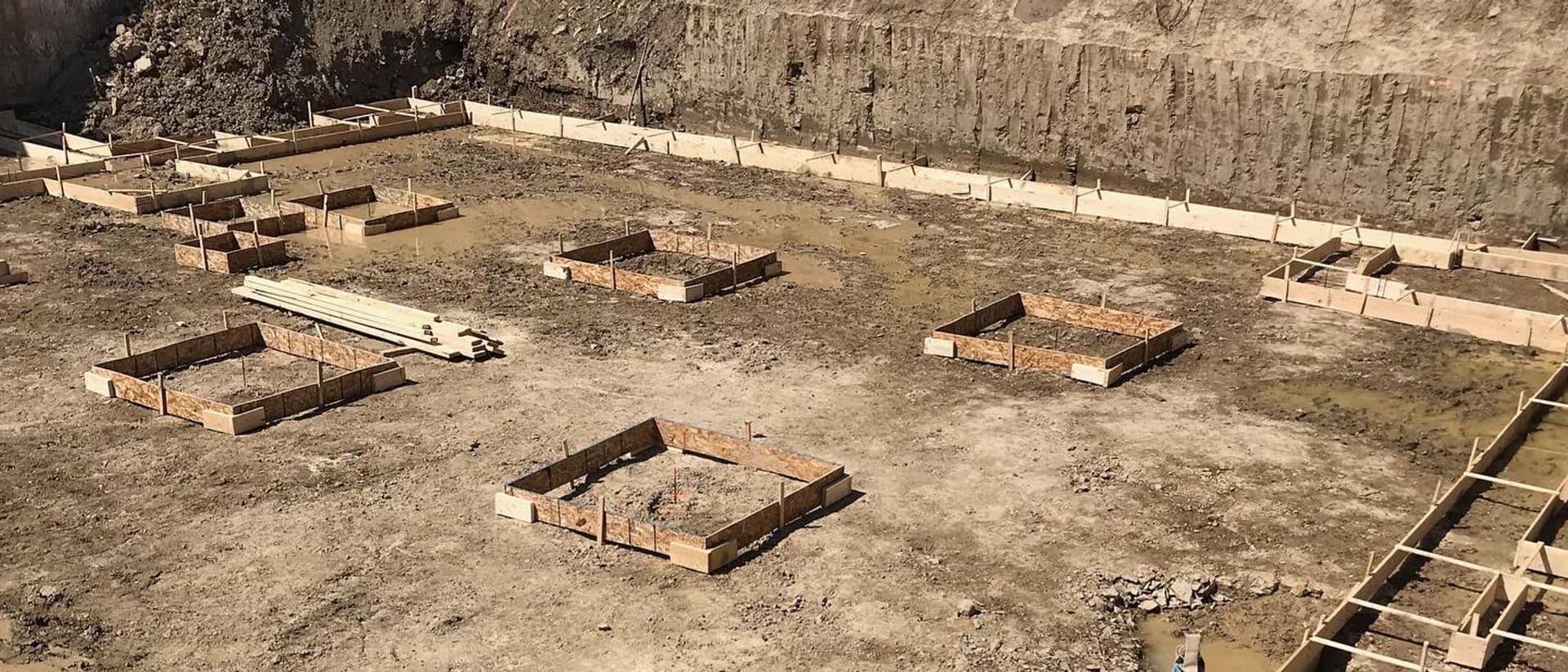 Completed concrete foundation after form stripping