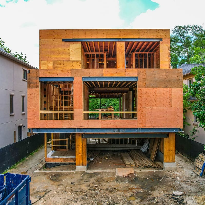 Roof truss installation on new home