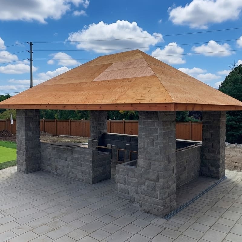 Two-storey garage framing with living space above