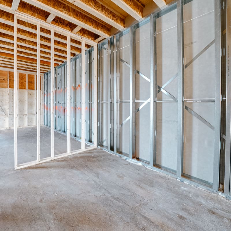 Load-bearing metal stud framing on multiplex building