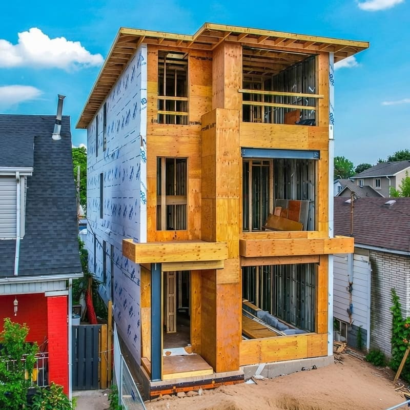 Triplex framing under construction in Toronto
