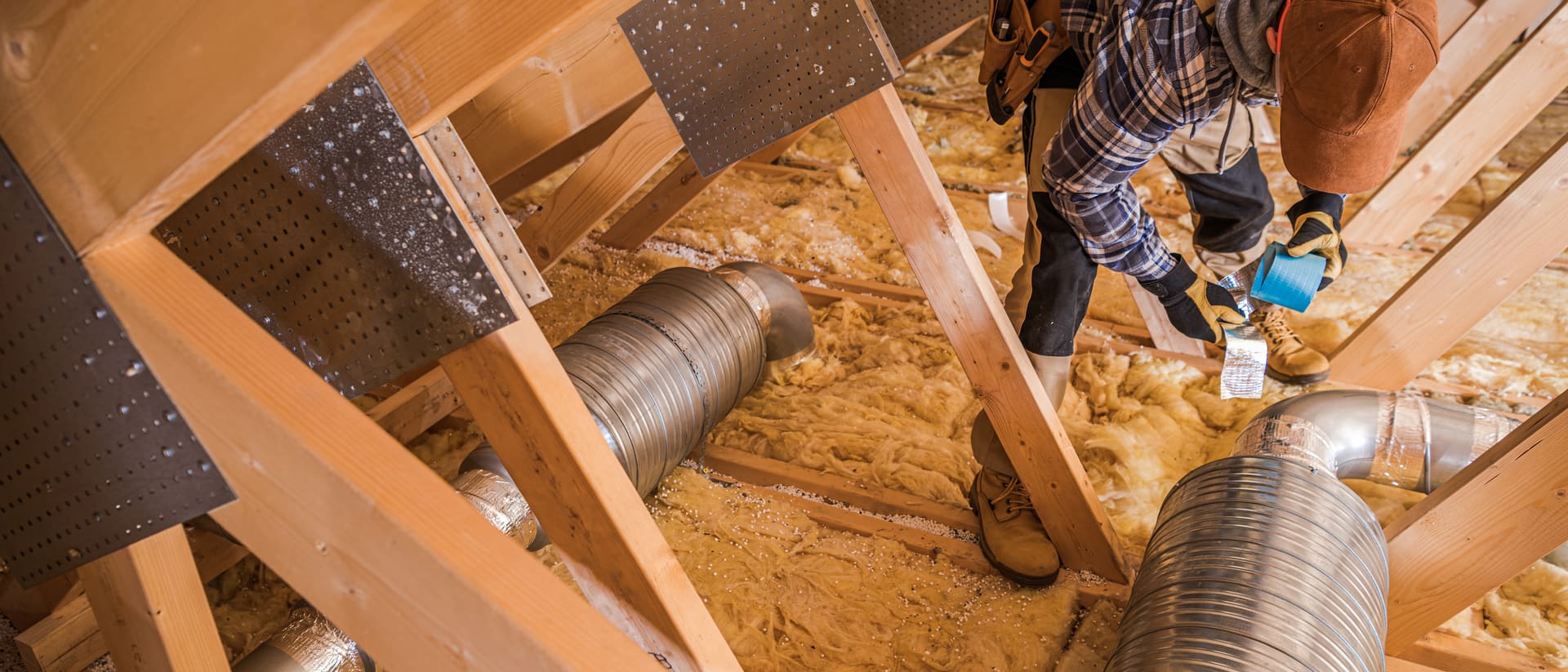 Ventilation baffles installed at attic eaves