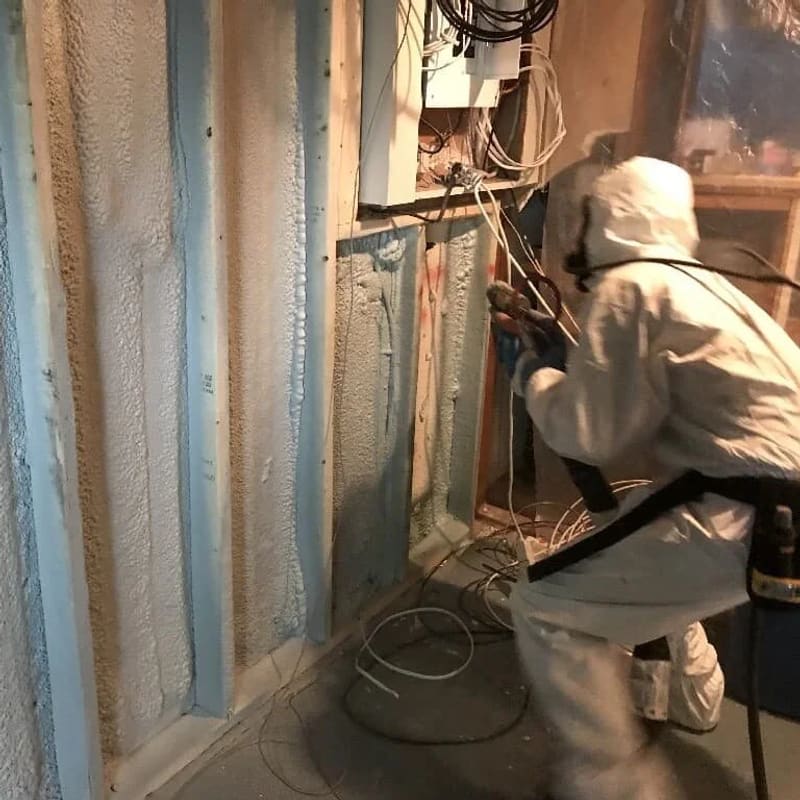 Rim joist spray foam insulation