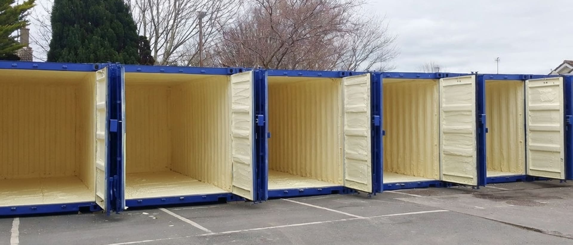 Sea can insulation in progress