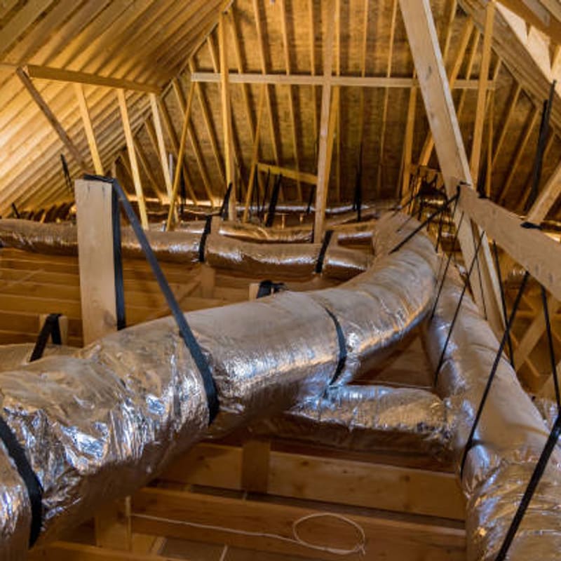 Duct wrap insulation on HVAC ductwork