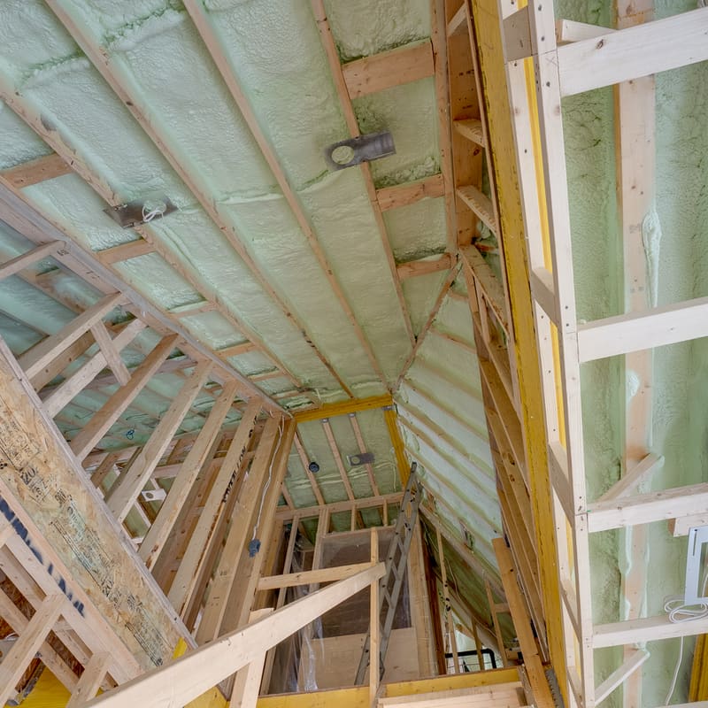 Spray foam insulation on rim joists