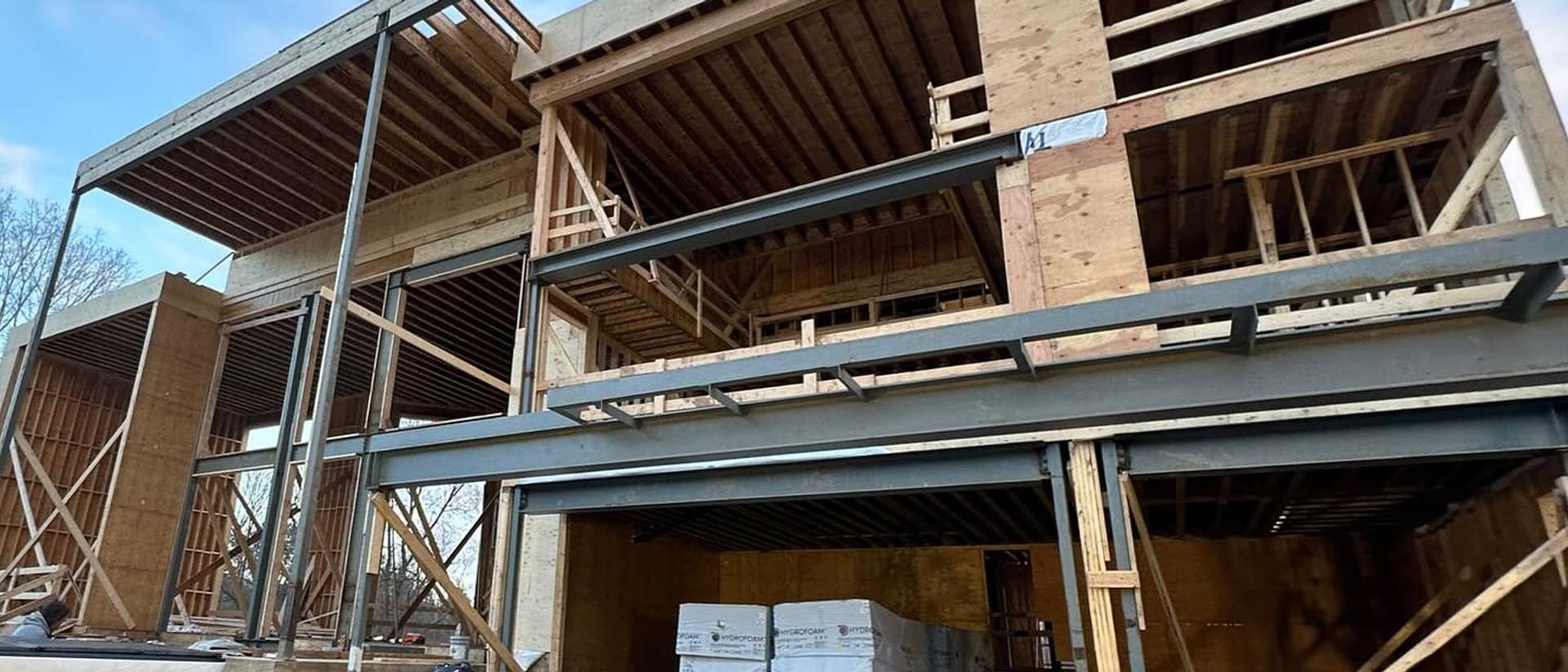 Completed steel moment frame structure