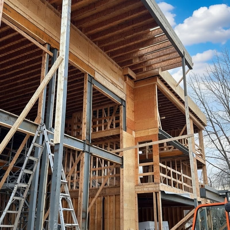 Moment frame installation on commercial building