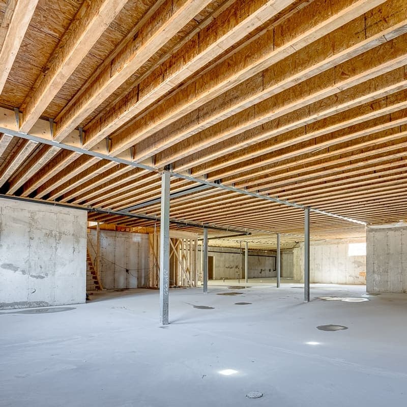 Steel I-beam being installed for load-bearing wall removal