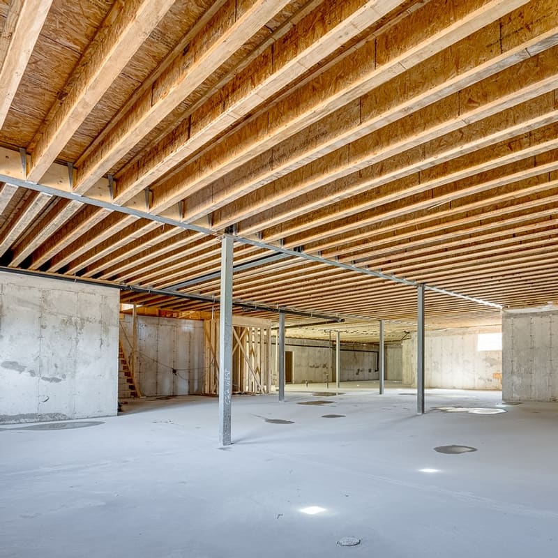 Steel I-beam being installed for load-bearing wall removal