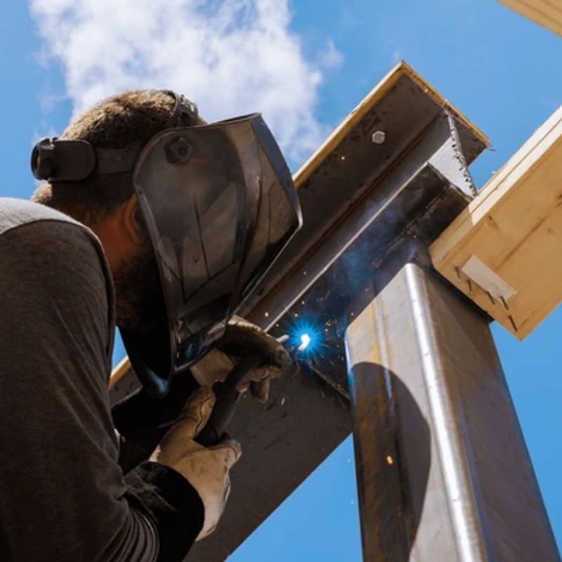 MIG welding on steel beam
